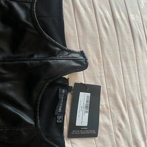 Black Faux Leather High Waisted Bustier Mini Skirt